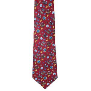 Salvatore Ferragamo Boat Sun Moon Print Pattern Silk Tie 3.75"